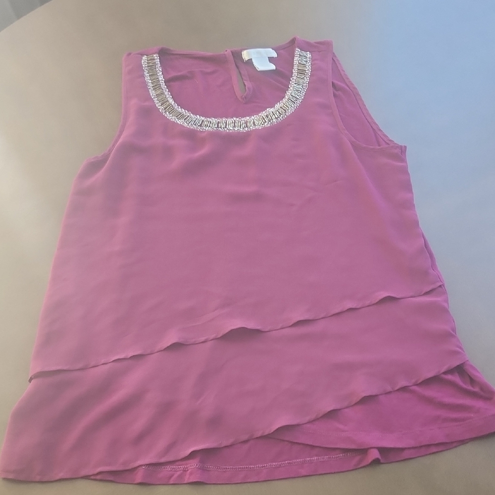 Design History Mauve Sleeveless Top with Metallic Trim
